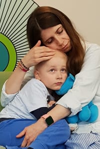 Zach and mum in hospital