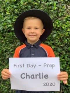 Charlie on his first day of prep