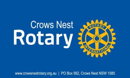 Blue and gold logo of Rotary Crows Nest